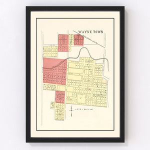Vintage Map of Wayne, Indiana 1898