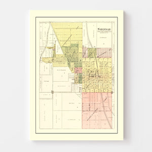 Vintage Map of Savannah, Missouri 1898