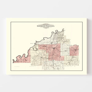 Vintage Map of Gibson County, Indiana 1899