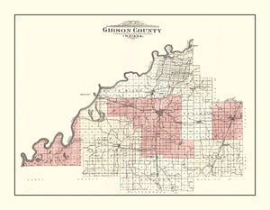 Vintage Map of Gibson County, Indiana 1899