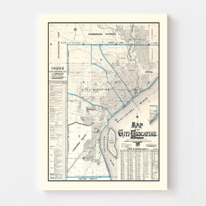 Vintage Map of Muscatine, Iowa 1899