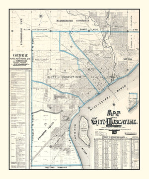 Vintage Map of Muscatine, Iowa 1899