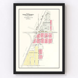 Vintage Map of Nichols, Iowa 1899