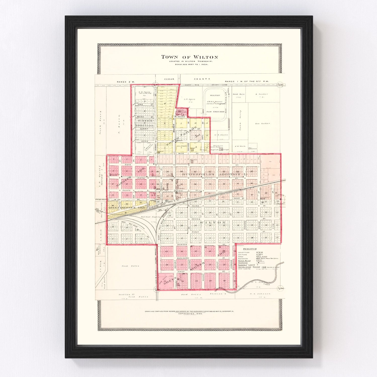 Vintage Map of Wilton, Iowa 1899