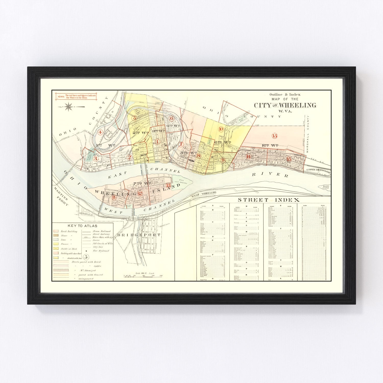 Vintage Map of Wheeling, West Virginia 1901