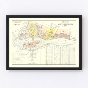 Vintage Map of Wheeling, West Virginia 1901