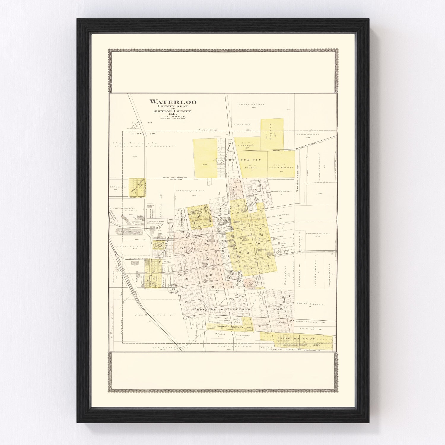 Vintage Map of Waterloo, Illinois 1901