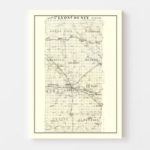 Vintage Map of Lyon County, Kansas 1901