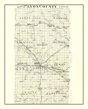 Vintage Map of Lyon County, Kansas 1901