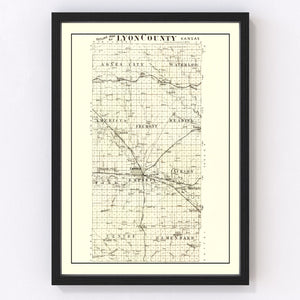 Vintage Map of Lyon County, Kansas 1901