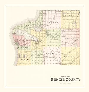 Vintage Map of Benzie County, Michigan 1901