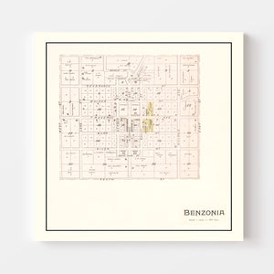 Vintage Map of Benzonia, Michigan 1901
