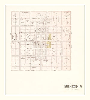 Vintage Map of Benzonia, Michigan 1901