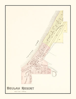 Vintage Map of Beulah Resort, Michigan 1901