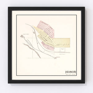 Vintage Map of Honor, Michigan 1901