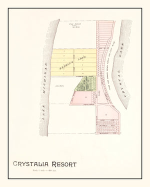 Vintage Map of Crystalia Resort, Michigan 1901