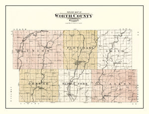 Vintage Map of Worth County, Missouri 1902