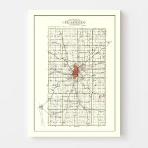 Vintage Map of Lancaster County, Nebraska 1903