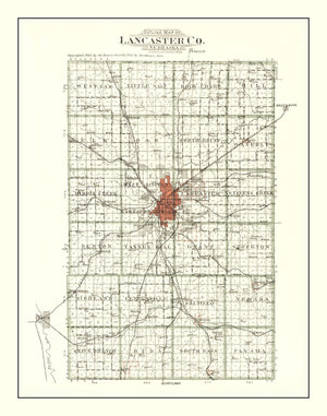 Vintage Map of Lancaster County, Nebraska 1903