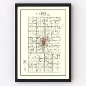 Vintage Map of Lancaster County, Nebraska 1903