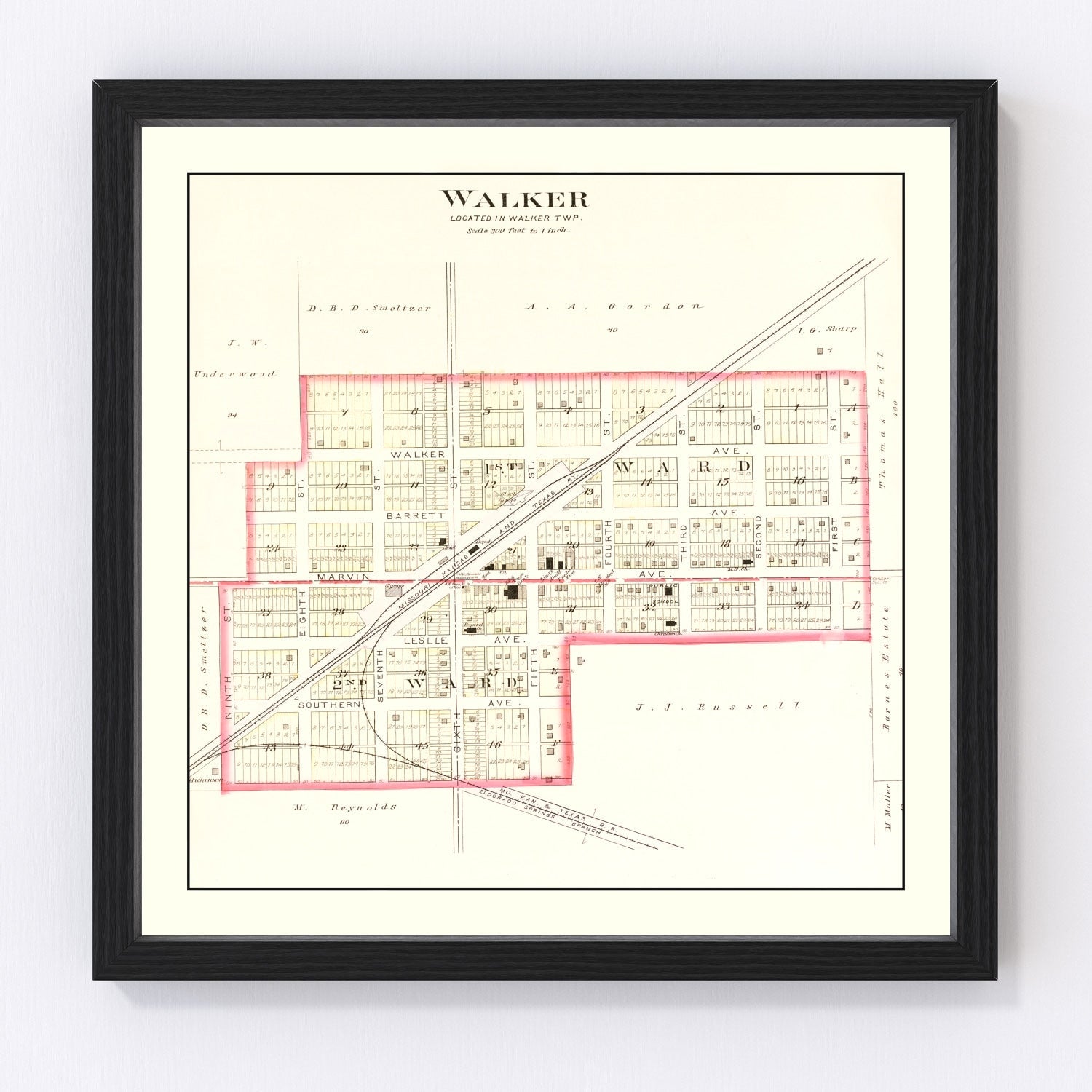 Vintage Map of Walker, Missouri 1903
