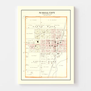 Vintage Map of Schell City, Missouri 1903