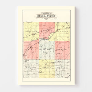 Vintage Map of Kendall County, Illinois 1903
