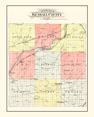 Vintage Map of Kendall County, Illinois 1903