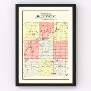 Vintage Map of Kendall County, Illinois 1903