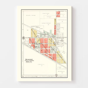 Vintage Map of Mulberry, Indiana 1903