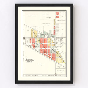 Vintage Map of Mulberry, Indiana 1903