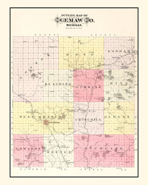 Vintage Map of Ogemaw County, Michigan 1903