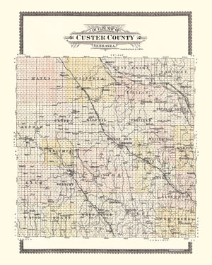 Vintage Map of Custer County, Nebraska 1904