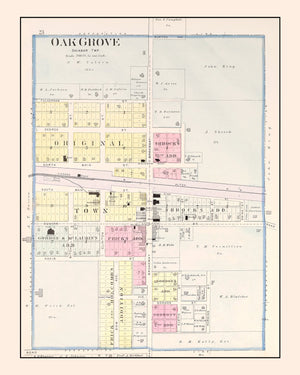 Vintage Map of Oak Grove, Missouri 1904