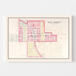 Vintage Map of Blue Springs, Missouri 1904