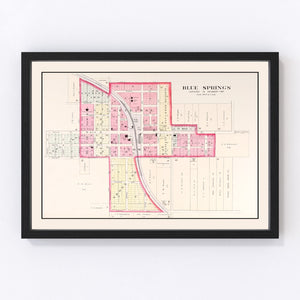 Vintage Map of Blue Springs, Missouri 1904