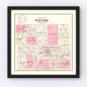 Vintage Map of Greene County, Missouri 1904