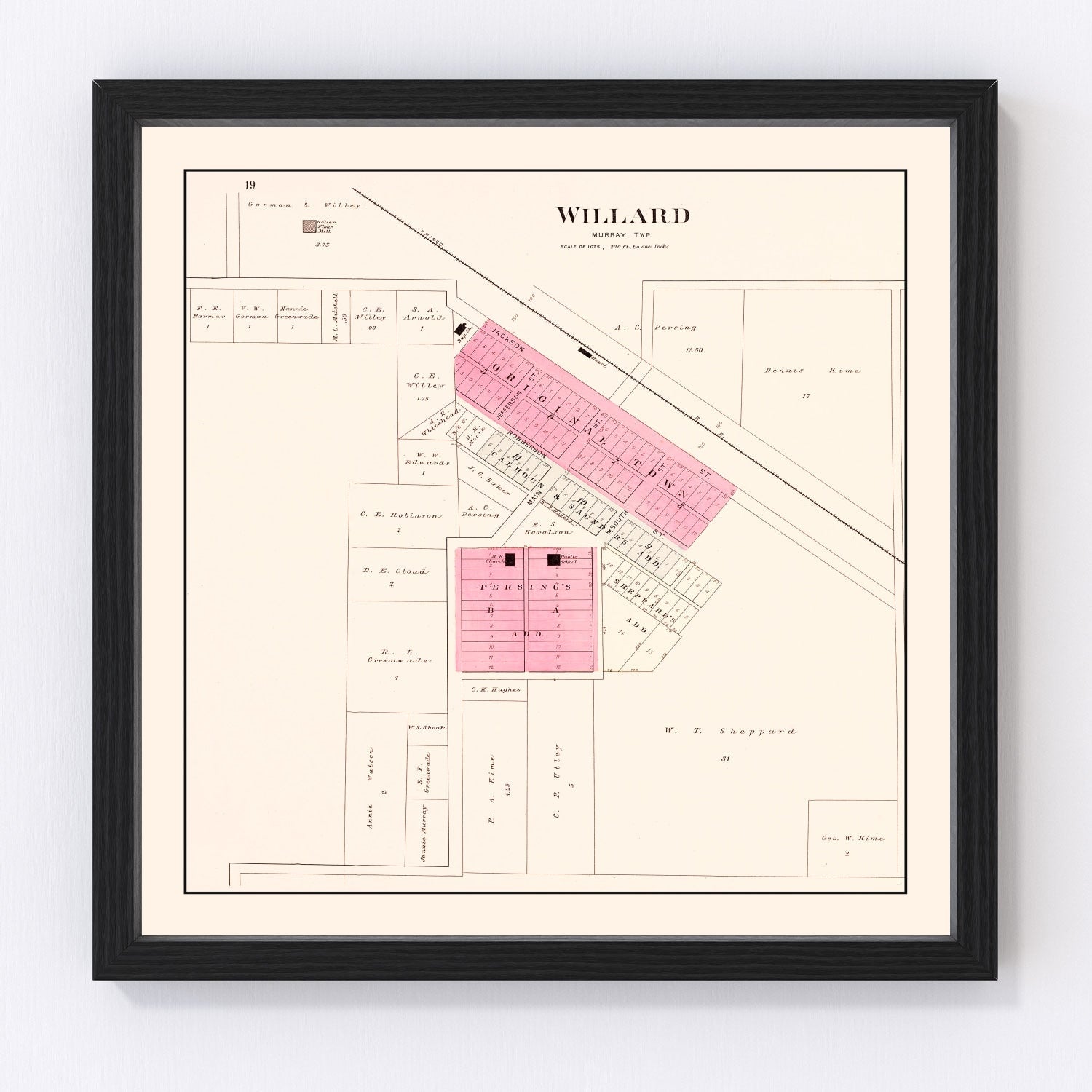 Vintage Map of Willard, Missouri 1904