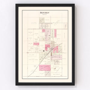 Vintage Map of Republic, Missouri 1904