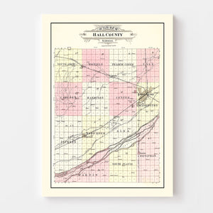 Vintage Map of Hall County, Nebraska 1904