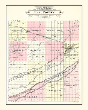 Vintage Map of Hall County, Nebraska 1904