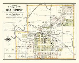 Vintage Map of Ida Grove, Iowa 1906