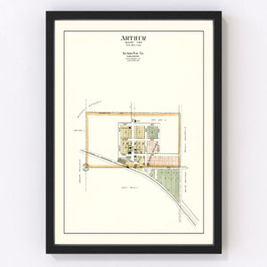 Vintage Map of Arthur, Iowa 1906