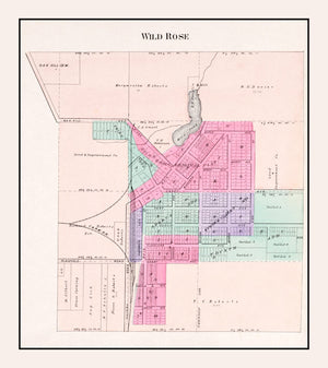 Vintage Map of Wild Rose, Wisconsin 1906