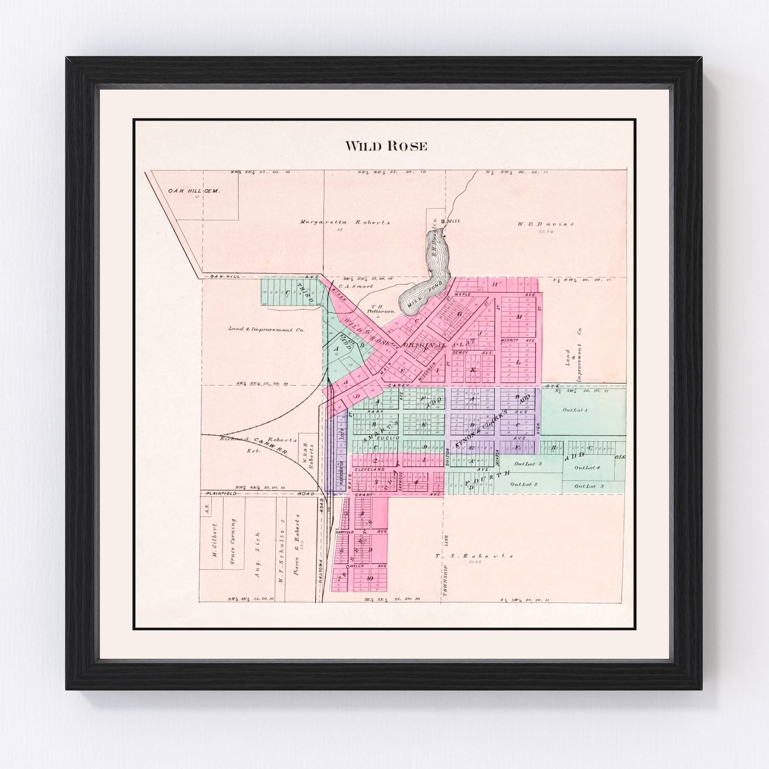 Vintage Map of Wild Rose, Wisconsin 1906