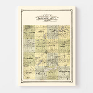 Vintage Map of Walworth County, Wisconsin 1907