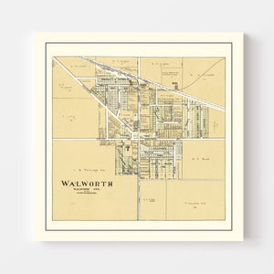 Vintage Map of Walworth, Wisconsin 1907