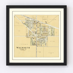 Vintage Map of Walworth, Wisconsin 1907