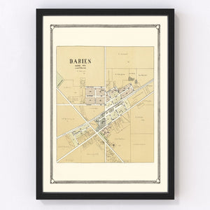 Vintage Map of Darien, Wisconsin 1907