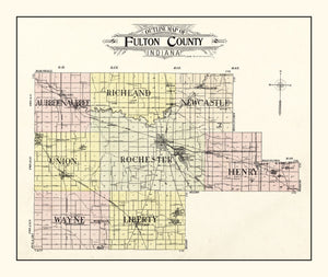 Vintage Map of Fulton County, Indiana 1907